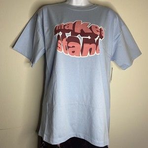 NWT BP. Knit Oversize Tee In Blue Cash Make A Stand Size XS